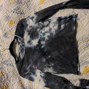 Blue tie die long sleeve crop top medium